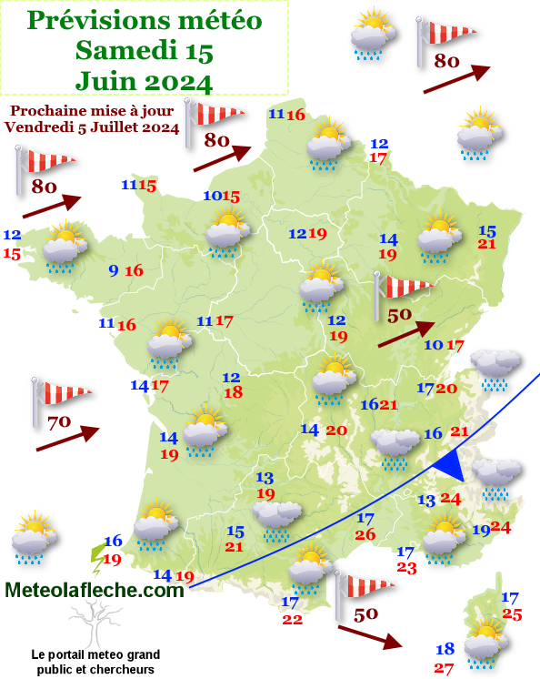 Previsions meteo France 7 et 16 jours gratuites weather forecast France