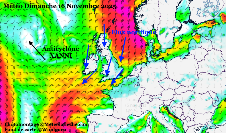Mto Europe 16 Novembre 2025 anticyclone XANNI