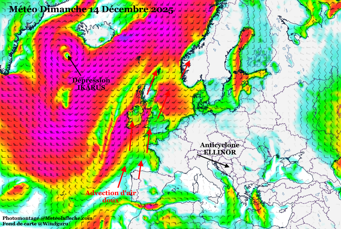 Mto Europe 14 Dcembre 2025 anticyclone ELLINOR