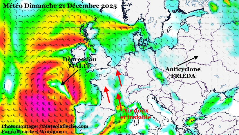 M�t�o Europe 21 D�cembre 2025 d�pression MALTE