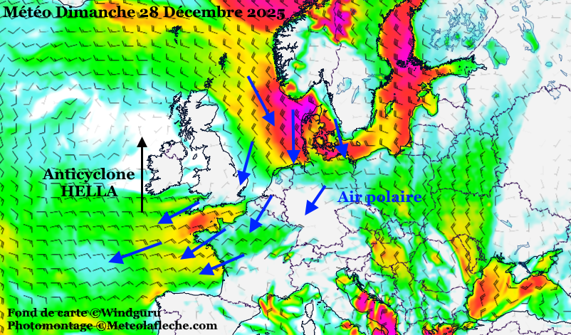 M�t�o Europe 28 D�cembre 2025 anticyclone HELLA
