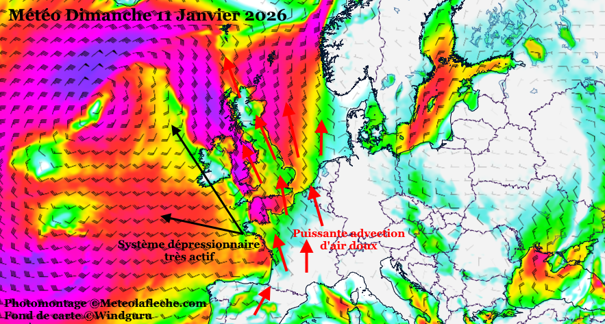 M�t�o Europe 11 Janvier 2026 syst�me d�pressionnaire