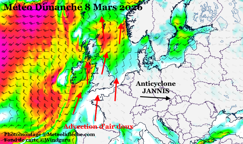 M�t�o Europe 8 Mars 2026 anticyclone JANNIS