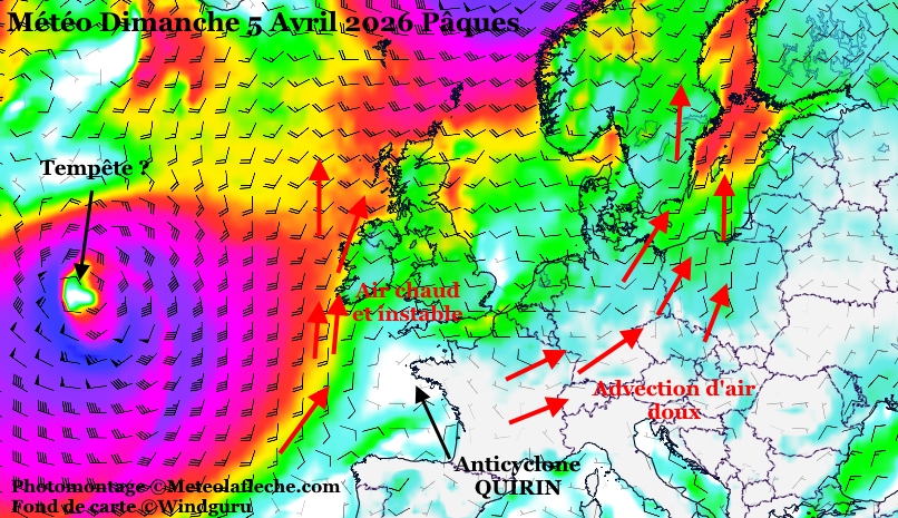 M�t�o Europe 5 Avril 2026 anticyclone QUIRIN