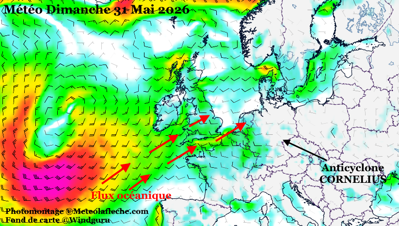 M�t�o Europe 31 Mai 2026 anticyclone CORNELIUS