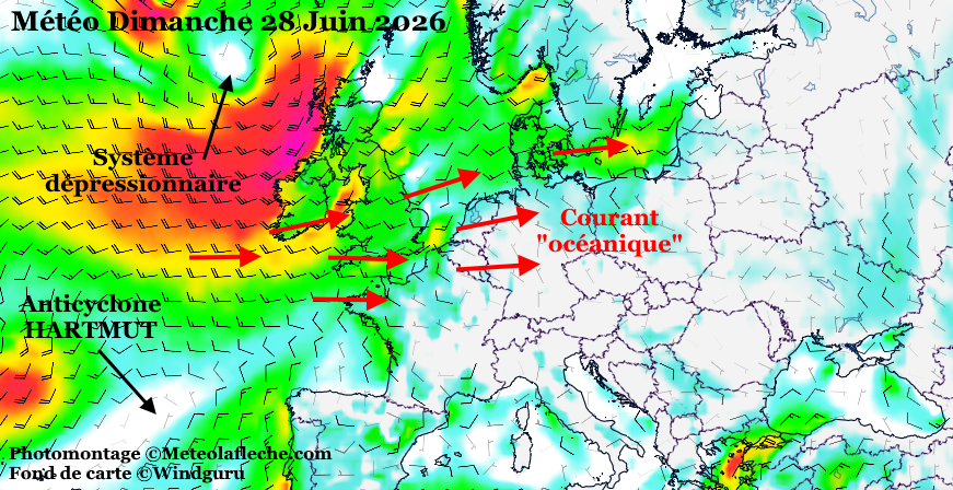 M�t�o Europe 28 Juin 2026 anticyclone HARTMUT
