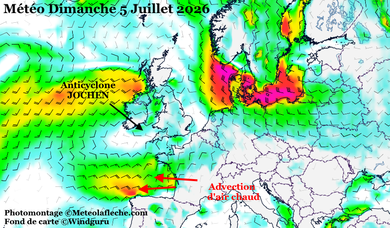 M�t�o Europe 5 Juillet 2026 anticyclone JOCHEN