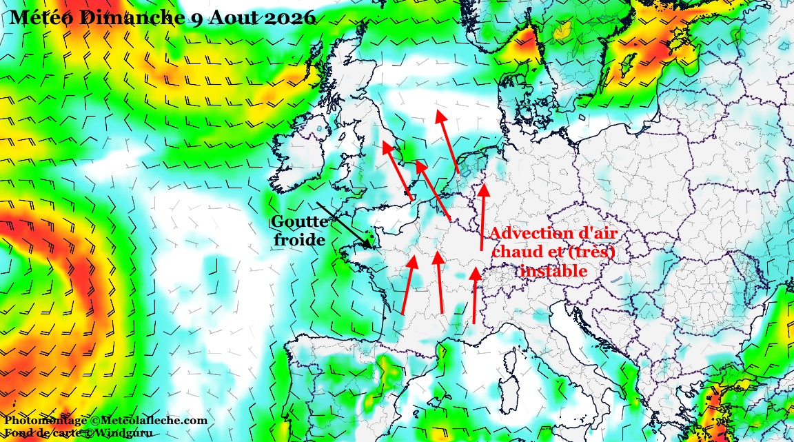M�t�o Europe 9 Aout 2026 gouttes froides