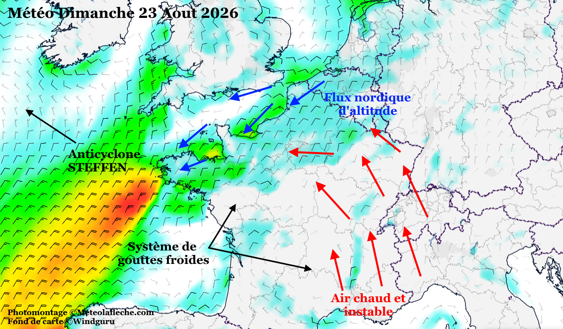 M�t�o Europe 23 Aout 2026 gouttes froides