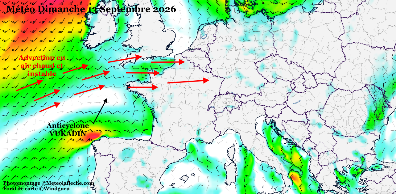 M�t�o Europe 13 Septembre 2026 anticyclone VUKADIN