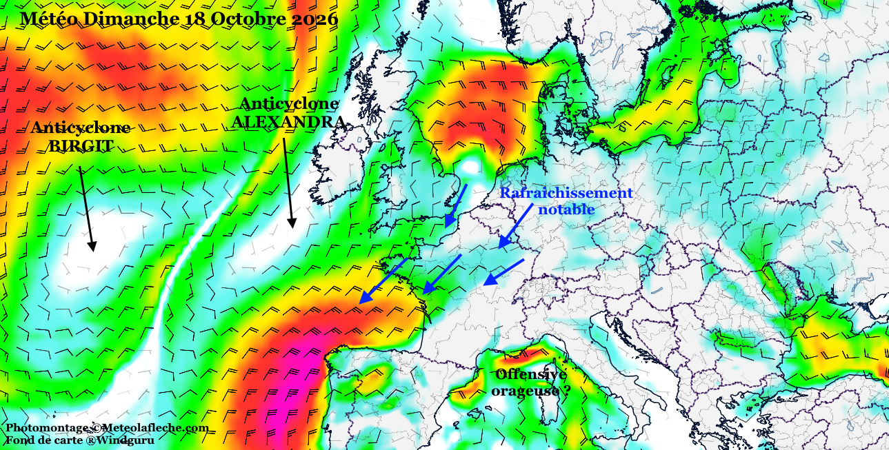 M�t�o Europe 18 Octobre 2026 anticyclones et orages France